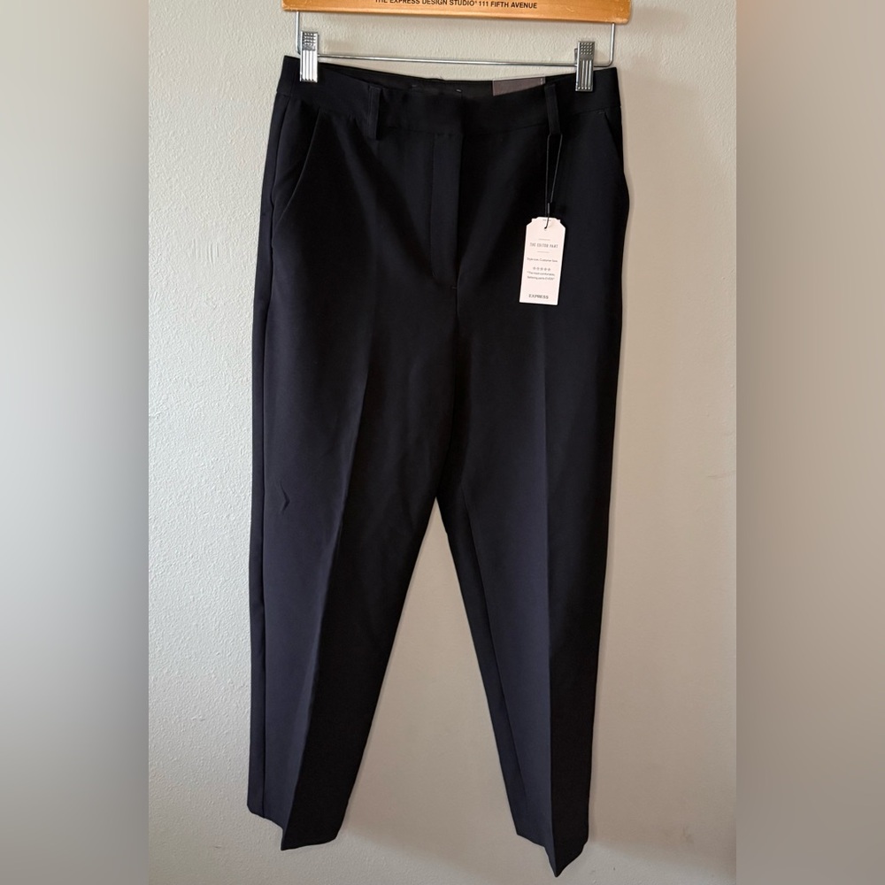 Express Women's Classic Black High Rise Straight Leg Ankle Pant